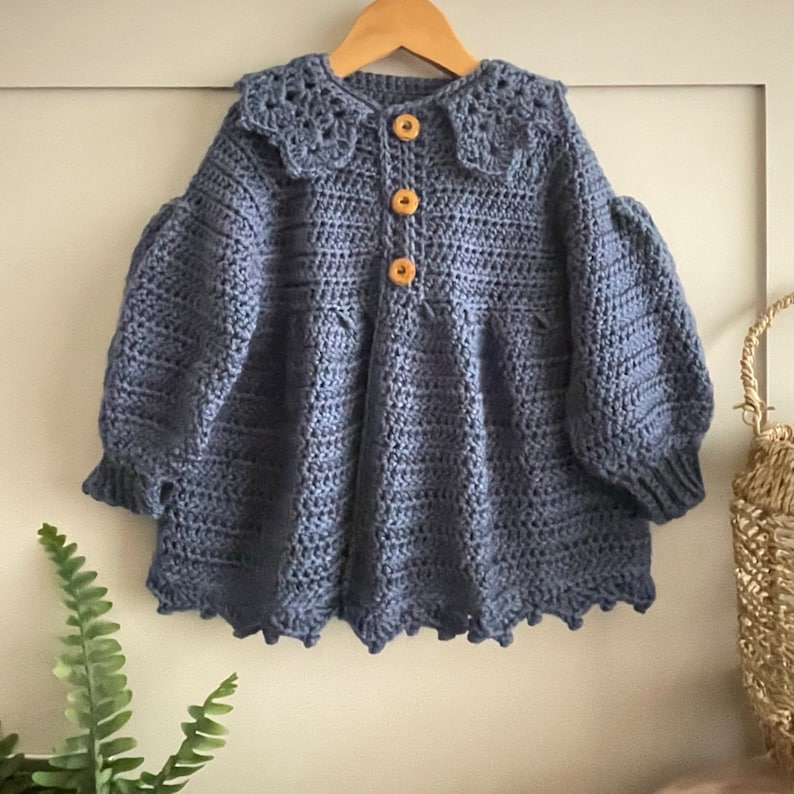 Modello all'uncinetto per cappotto/cardigan per neonati/bambini - dai 6 mesi agli 8 anni