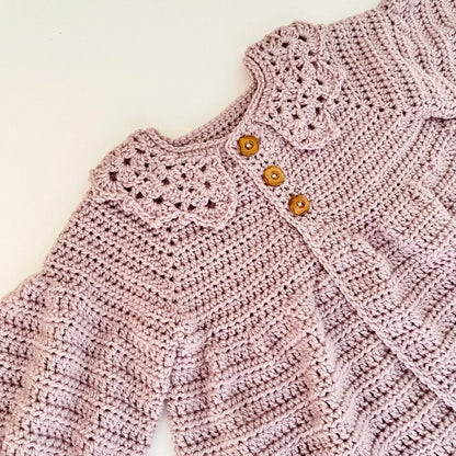 Modello all'uncinetto per cappotto/cardigan per neonati/bambini - dai 6 mesi agli 8 anni