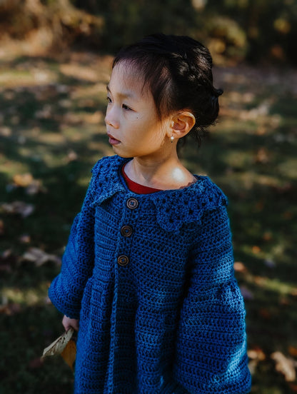 Modello all'uncinetto per cappotto/cardigan per neonati/bambini - dai 6 mesi agli 8 anni